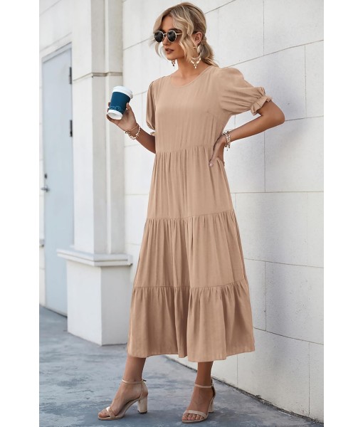 PRETTYGARDEN Summer Dresses for Women 2025 Casual Floral Boho Midi Sun Dress Puff Short Sleeve Flowy Beach Vacation Sundress