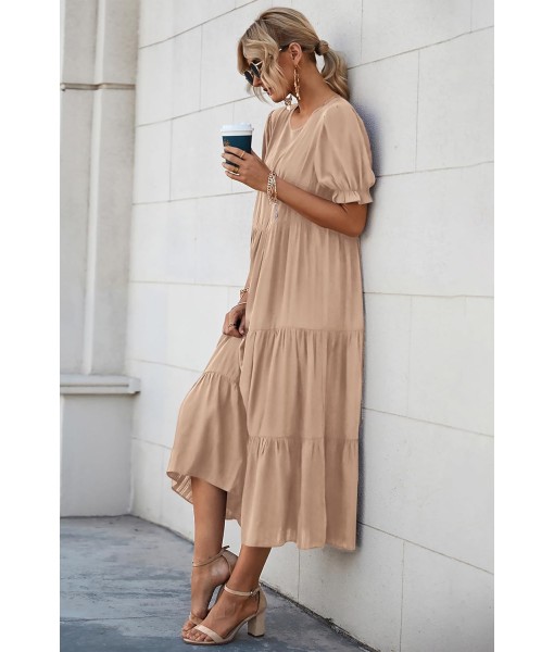 PRETTYGARDEN Summer Dresses for Women 2025 Casual Floral Boho Midi Sun Dress Puff Short Sleeve Flowy Beach Vacation Sundress