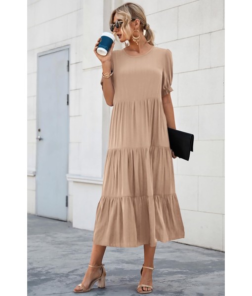 PRETTYGARDEN Summer Dresses for Women 2025 Casual Floral Boho Midi Sun Dress Puff Short Sleeve Flowy Beach Vacation Sundress