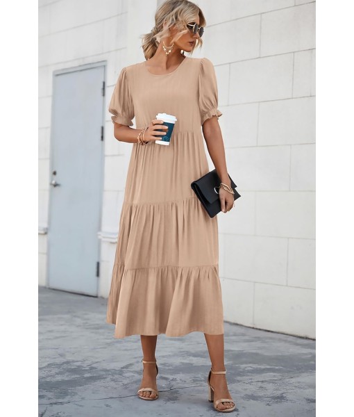 PRETTYGARDEN Summer Dresses for Women 2025 Casual Floral Boho Midi Sun Dress Puff Short Sleeve Flowy Beach Vacation Sundress