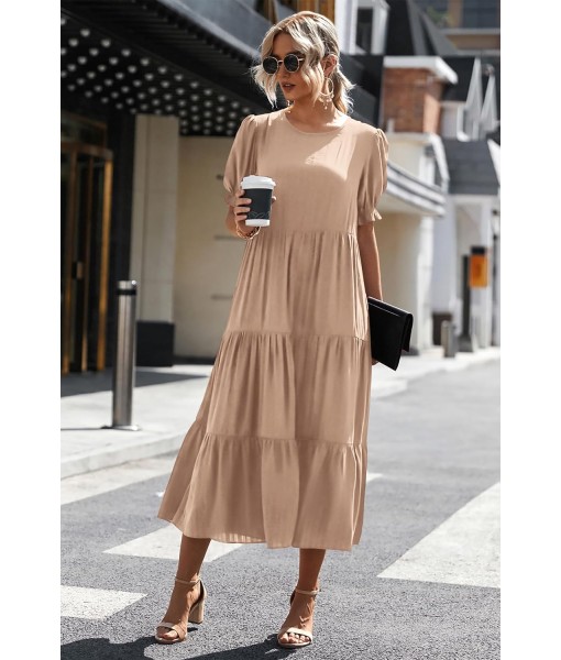 PRETTYGARDEN Summer Dresses for Women 2025 Casual Floral Boho Midi Sun Dress Puff Short Sleeve Flowy Beach Vacation Sundress