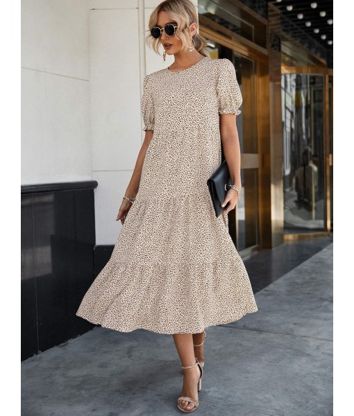 PRETTYGARDEN Summer Dresses for Women 2025 Casual Floral Boho Midi Sun Dress Puff Short Sleeve Flowy Beach Vacation Sundress