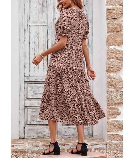 PRETTYGARDEN Summer Dresses for Women 2025 Casual Floral Boho Midi Sun Dress Puff Short Sleeve Flowy Beach Vacation Sundress