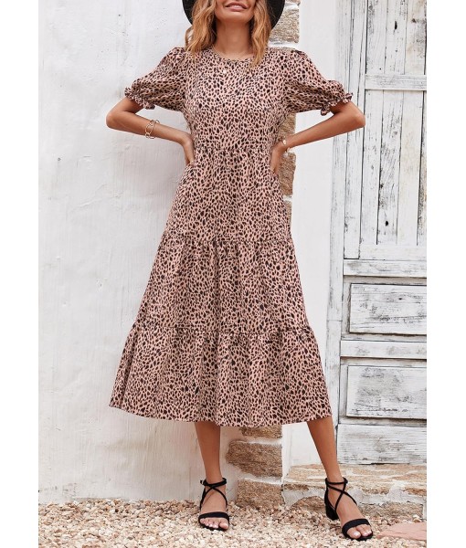 PRETTYGARDEN Summer Dresses for Women 2025 Casual Floral Boho Midi Sun Dress Puff Short Sleeve Flowy Beach Vacation Sundress
