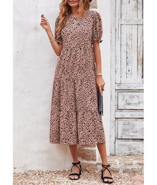 PRETTYGARDEN Summer Dresses for Women 2025 Casual Floral Boho Midi Sun Dress Puff Short Sleeve Flowy Beach Vacation Sundress