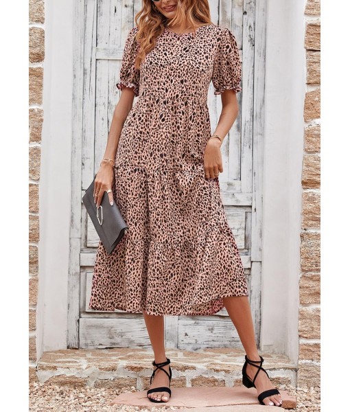 PRETTYGARDEN Summer Dresses for Women 2025 Casual Floral Boho Midi Sun Dress Puff Short Sleeve Flowy Beach Vacation Sundress