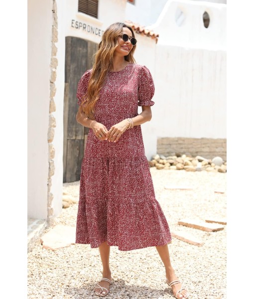 PRETTYGARDEN Summer Dresses for Women 2025 Casual Floral Boho Midi Sun Dress Puff Short Sleeve Flowy Beach Vacation Sundress
