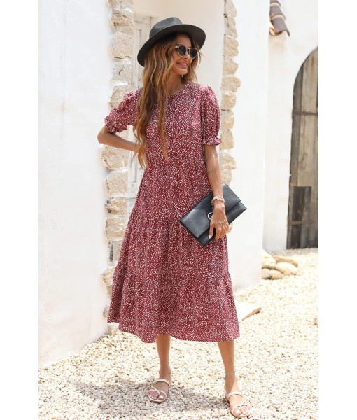 PRETTYGARDEN Summer Dresses for Women 2025 Casual Floral Boho Midi Sun Dress Puff Short Sleeve Flowy Beach Vacation Sundress