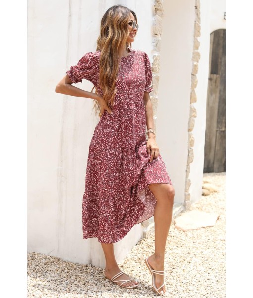PRETTYGARDEN Summer Dresses for Women 2025 Casual Floral Boho Midi Sun Dress Puff Short Sleeve Flowy Beach Vacation Sundress