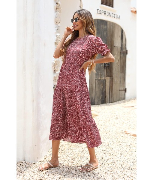 PRETTYGARDEN Summer Dresses for Women 2025 Casual Floral Boho Midi Sun Dress Puff Short Sleeve Flowy Beach Vacation Sundress