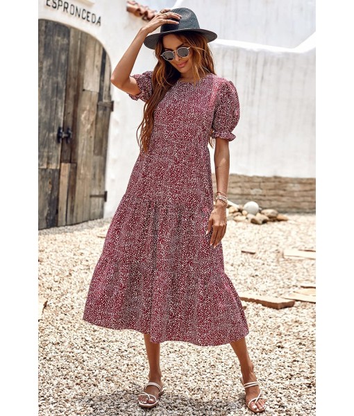 PRETTYGARDEN Summer Dresses for Women 2025 Casual Floral Boho Midi Sun Dress Puff Short Sleeve Flowy Beach Vacation Sundress