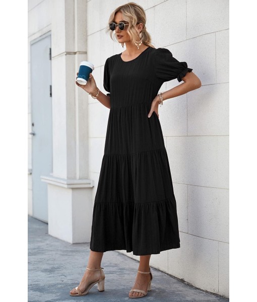PRETTYGARDEN Summer Dresses for Women 2025 Casual Floral Boho Midi Sun Dress Puff Short Sleeve Flowy Beach Vacation Sundress