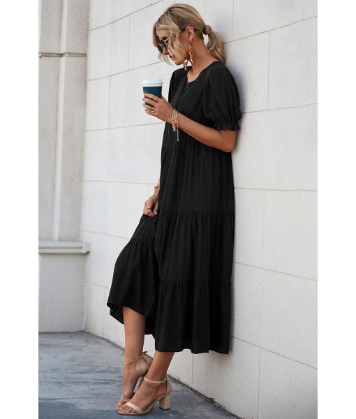 PRETTYGARDEN Summer Dresses for Women 2025 Casual Floral Boho Midi Sun Dress Puff Short Sleeve Flowy Beach Vacation Sundress