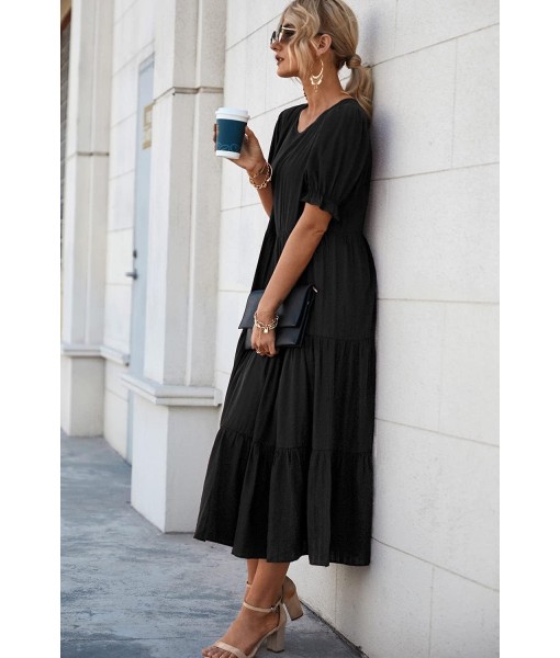 PRETTYGARDEN Summer Dresses for Women 2025 Casual Floral Boho Midi Sun Dress Puff Short Sleeve Flowy Beach Vacation Sundress