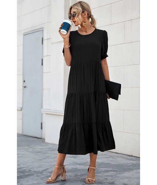 PRETTYGARDEN Summer Dresses for Women 2025 Casual Floral Boho Midi Sun Dress Puff Short Sleeve Flowy Beach Vacation Sundress