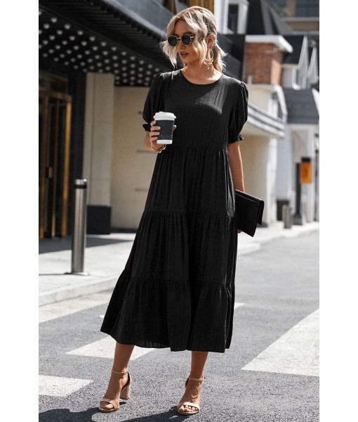 PRETTYGARDEN Summer Dresses for Women 2025 Casual Floral Boho Midi Sun Dress Puff Short Sleeve Flowy Beach Vacation Sundress