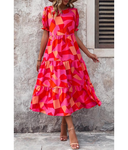 PRETTYGARDEN Summer Dresses for Women 2025 Casual Floral Boho Midi Sun Dress Puff Short Sleeve Flowy Beach Vacation Sundress