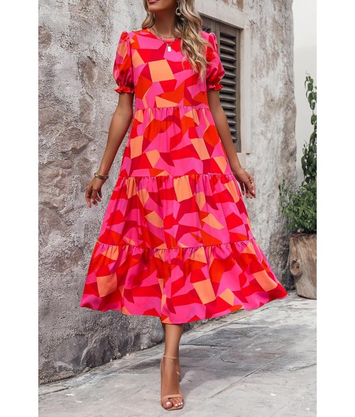 PRETTYGARDEN Summer Dresses for Women 2025 Casual Floral Boho Midi Sun Dress Puff Short Sleeve Flowy Beach Vacation Sundress