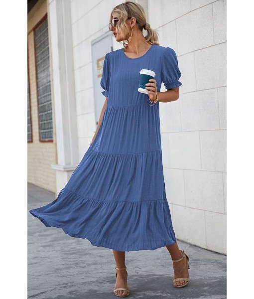 PRETTYGARDEN Summer Dresses for Women 2025 Casual Floral Boho Midi Sun Dress Puff Short Sleeve Flowy Beach Vacation Sundress