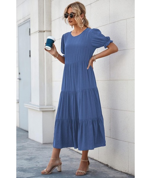 PRETTYGARDEN Summer Dresses for Women 2025 Casual Floral Boho Midi Sun Dress Puff Short Sleeve Flowy Beach Vacation Sundress