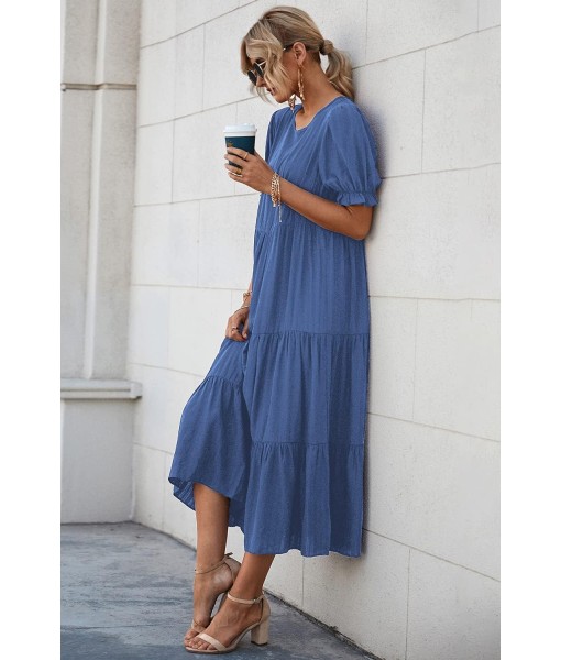 PRETTYGARDEN Summer Dresses for Women 2025 Casual Floral Boho Midi Sun Dress Puff Short Sleeve Flowy Beach Vacation Sundress