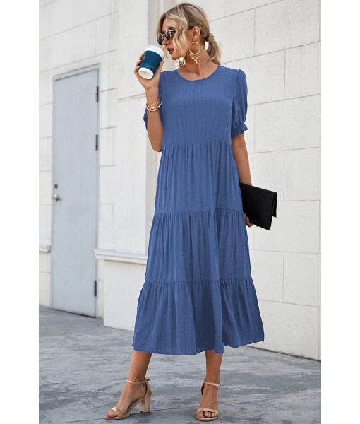 PRETTYGARDEN Summer Dresses for Women 2025 Casual Floral Boho Midi Sun Dress Puff Short Sleeve Flowy Beach Vacation Sundress