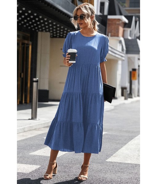 PRETTYGARDEN Summer Dresses for Women 2025 Casual Floral Boho Midi Sun Dress Puff Short Sleeve Flowy Beach Vacation Sundress