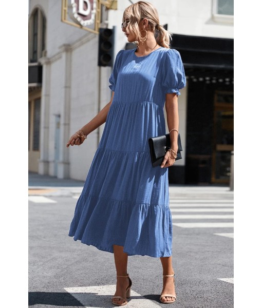 PRETTYGARDEN Summer Dresses for Women 2025 Casual Floral Boho Midi Sun Dress Puff Short Sleeve Flowy Beach Vacation Sundress