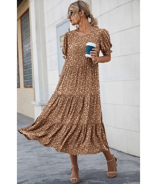 PRETTYGARDEN Summer Dresses for Women 2025 Casual Floral Boho Midi Sun Dress Puff Short Sleeve Flowy Beach Vacation Sundress