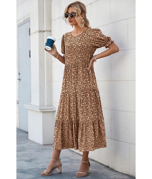 PRETTYGARDEN Summer Dresses for Women 2025 Casual Floral Boho Midi Sun Dress Puff Short Sleeve Flowy Beach Vacation Sundress