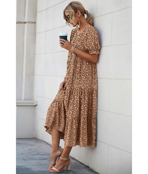 PRETTYGARDEN Summer Dresses for Women 2025 Casual Floral Boho Midi Sun Dress Puff Short Sleeve Flowy Beach Vacation Sundress