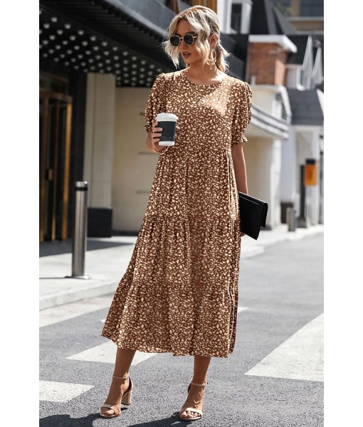 PRETTYGARDEN Summer Dresses for Women 2025 Casual Floral Boho Midi Sun Dress Puff Short Sleeve Flowy Beach Vacation Sundress