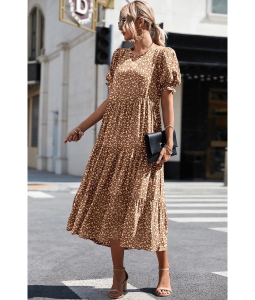PRETTYGARDEN Summer Dresses for Women 2025 Casual Floral Boho Midi Sun Dress Puff Short Sleeve Flowy Beach Vacation Sundress