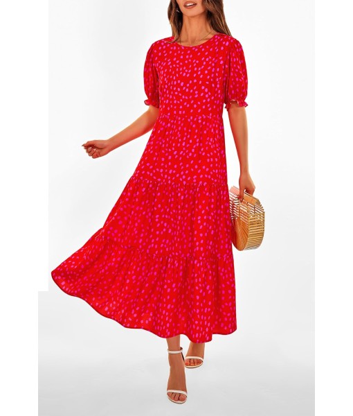PRETTYGARDEN Summer Dresses for Women 2025 Casual Floral Boho Midi Sun Dress Puff Short Sleeve Flowy Beach Vacation Sundress