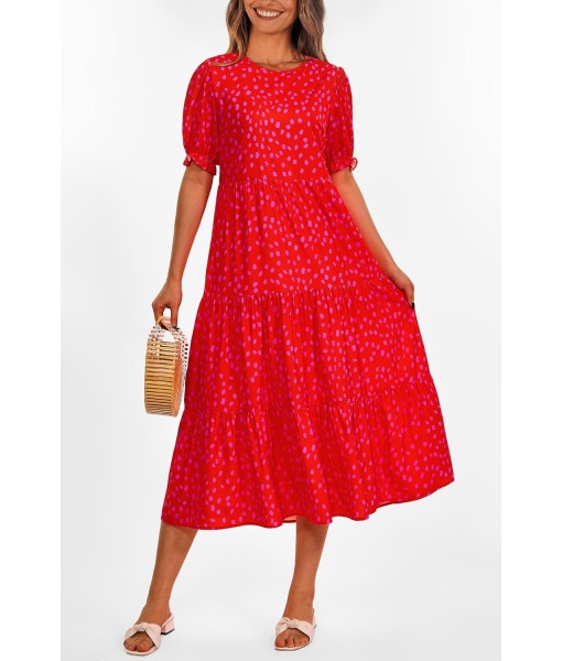 PRETTYGARDEN Summer Dresses for Women 2025 Casual Floral Boho Midi Sun Dress Puff Short Sleeve Flowy Beach Vacation Sundress