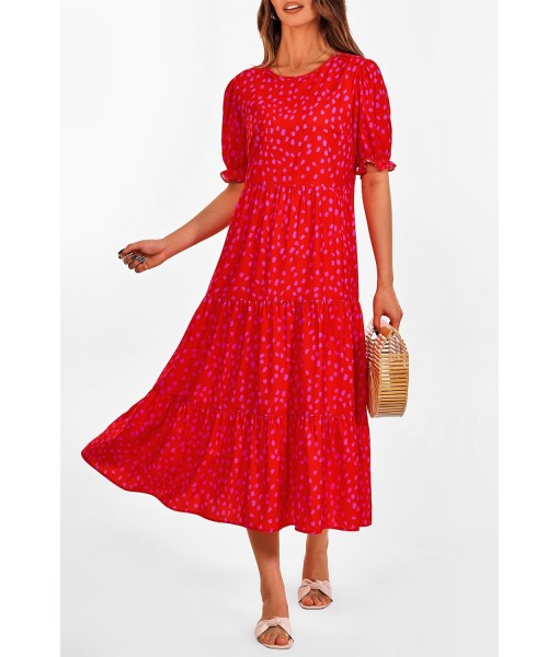 PRETTYGARDEN Summer Dresses for Women 2025 Casual Floral Boho Midi Sun Dress Puff Short Sleeve Flowy Beach Vacation Sundress