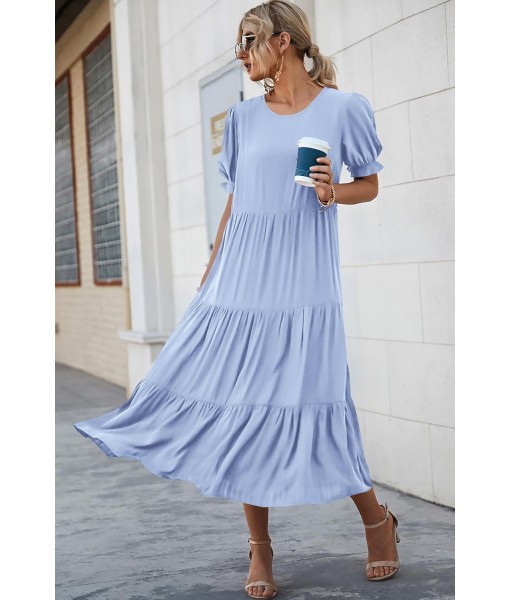 PRETTYGARDEN Summer Dresses for Women 2025 Casual Floral Boho Midi Sun Dress Puff Short Sleeve Flowy Beach Vacation Sundress