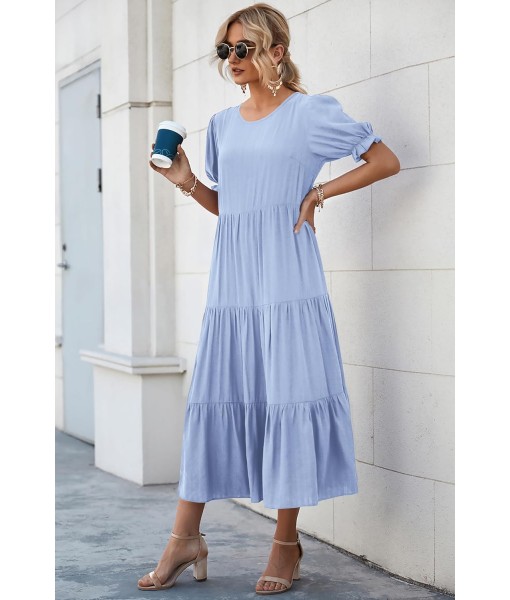 PRETTYGARDEN Summer Dresses for Women 2025 Casual Floral Boho Midi Sun Dress Puff Short Sleeve Flowy Beach Vacation Sundress