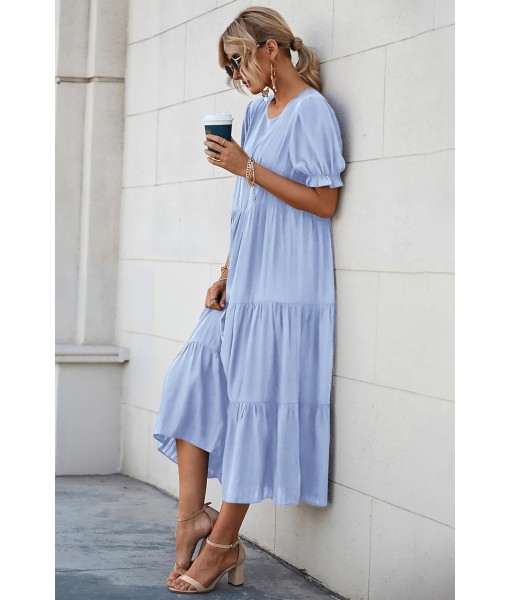 PRETTYGARDEN Summer Dresses for Women 2025 Casual Floral Boho Midi Sun Dress Puff Short Sleeve Flowy Beach Vacation Sundress