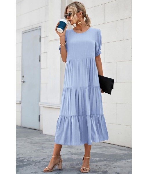 PRETTYGARDEN Summer Dresses for Women 2025 Casual Floral Boho Midi Sun Dress Puff Short Sleeve Flowy Beach Vacation Sundress