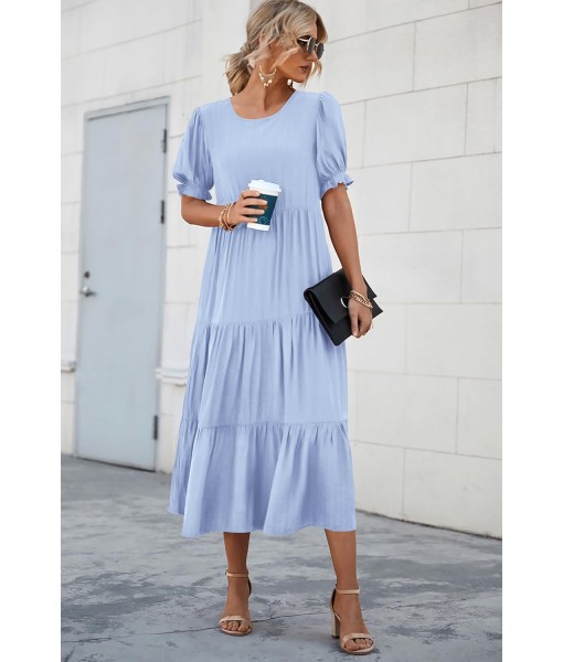 PRETTYGARDEN Summer Dresses for Women 2025 Casual Floral Boho Midi Sun Dress Puff Short Sleeve Flowy Beach Vacation Sundress
