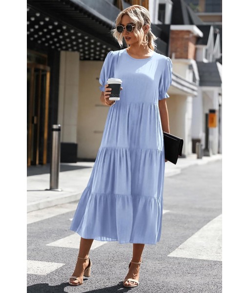 PRETTYGARDEN Summer Dresses for Women 2025 Casual Floral Boho Midi Sun Dress Puff Short Sleeve Flowy Beach Vacation Sundress