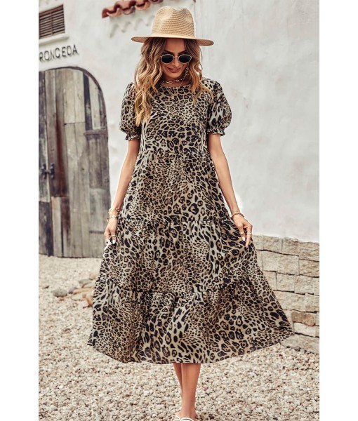 PRETTYGARDEN Summer Dresses for Women 2025 Casual Floral Boho Midi Sun Dress Puff Short Sleeve Flowy Beach Vacation Sundress
