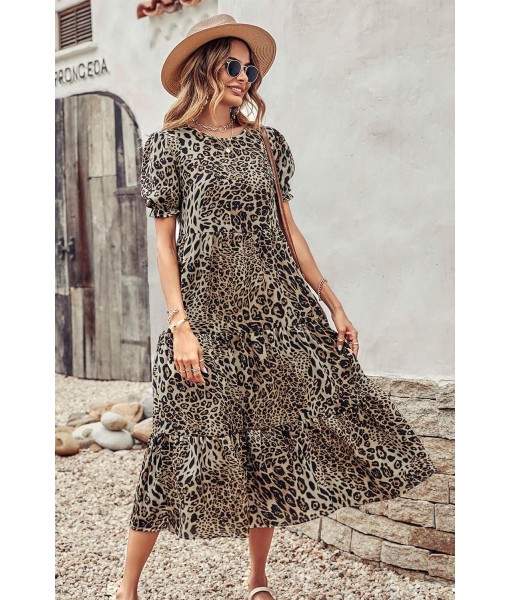 PRETTYGARDEN Summer Dresses for Women 2025 Casual Floral Boho Midi Sun Dress Puff Short Sleeve Flowy Beach Vacation Sundress