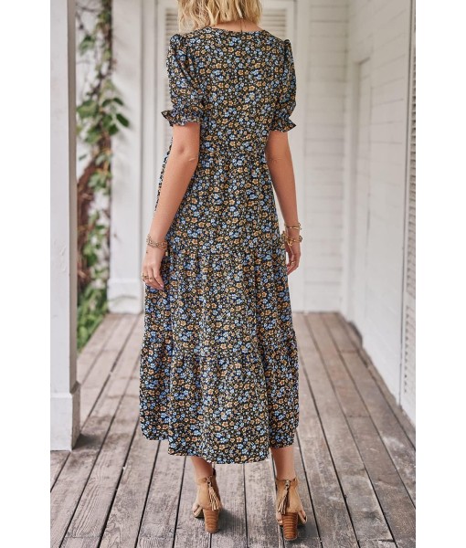 PRETTYGARDEN Summer Dresses for Women 2025 Casual Floral Boho Midi Sun Dress Puff Short Sleeve Flowy Beach Vacation Sundress