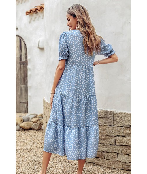 PRETTYGARDEN Summer Dresses for Women 2025 Casual Floral Boho Midi Sun Dress Puff Short Sleeve Flowy Beach Vacation Sundress