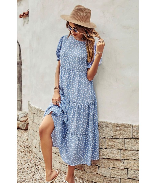 PRETTYGARDEN Summer Dresses for Women 2025 Casual Floral Boho Midi Sun Dress Puff Short Sleeve Flowy Beach Vacation Sundress