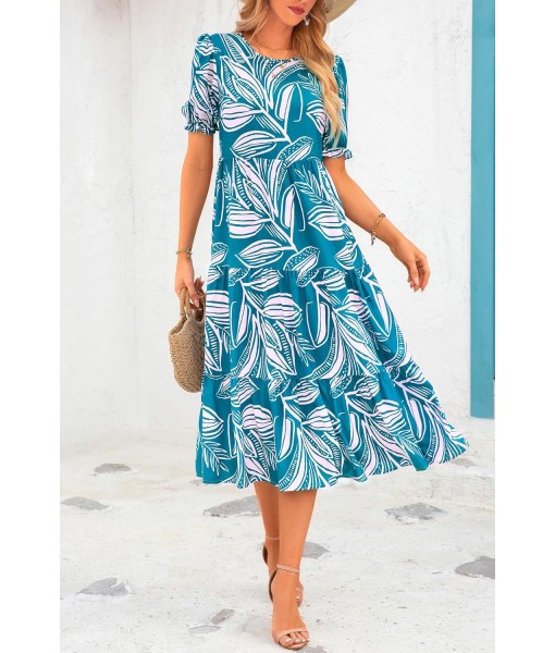PRETTYGARDEN Summer Dresses for Women 2025 Casual Floral Boho Midi Sun Dress Puff Short Sleeve Flowy Beach Vacation Sundress