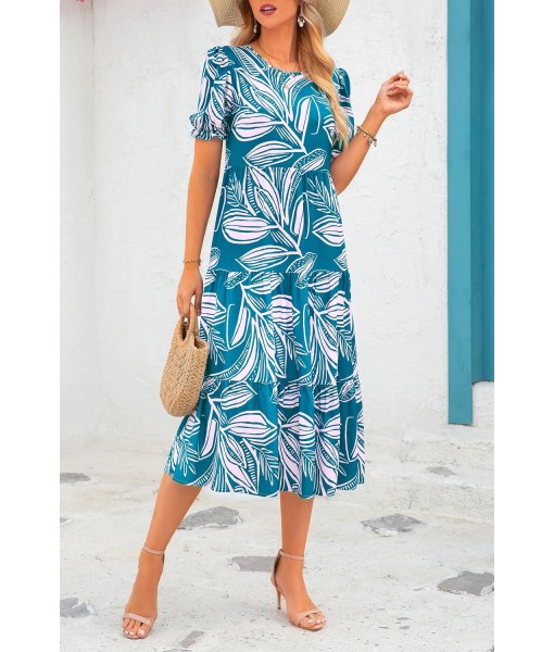 PRETTYGARDEN Summer Dresses for Women 2025 Casual Floral Boho Midi Sun Dress Puff Short Sleeve Flowy Beach Vacation Sundress