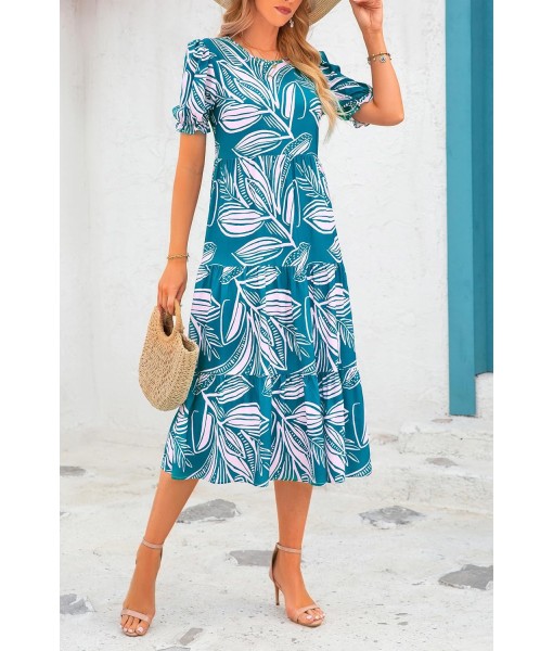 PRETTYGARDEN Summer Dresses for Women 2025 Casual Floral Boho Midi Sun Dress Puff Short Sleeve Flowy Beach Vacation Sundress